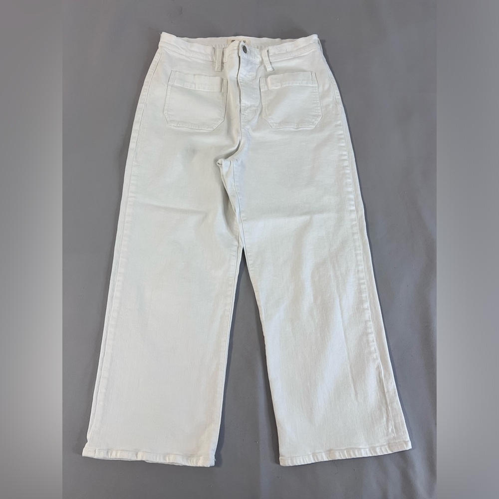 Madewell Women’s Slim Wide-Leg Crop White Denim‎ Jeans Womens Sz 32